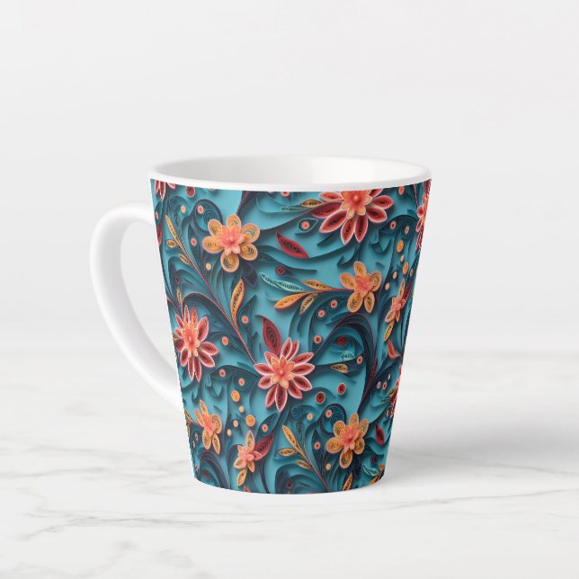 Nahtlose Blumenmuster Latte Tasse (Linke Ecke)