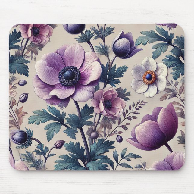 nahtlose Blumenmuster mit anemischer Schönheit Mousepad (Vorne)