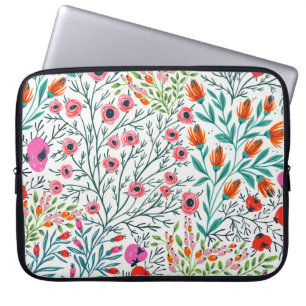 nahtlose Blumenmuster mit Blütenblüten im Sommer, Laptopschutzhülle