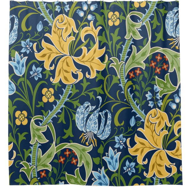 Nahtlose Blumenmuster mit großen Blume, Lilien und Duschvorhang (Vorderseite)