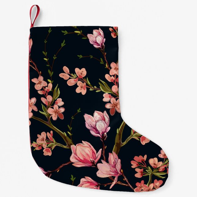 Nahtlose Blumenmuster mit handgezeichnetem Hinterg Kleiner Weihnachtsstrumpf (Vorderseite)