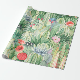 Nahtlose Blumenmuster mit Kakteen, Sukkulturen und Geschenkpapier