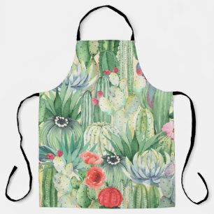 Nahtlose Blumenmuster mit Kakteen, Sukkulturen und Schürze