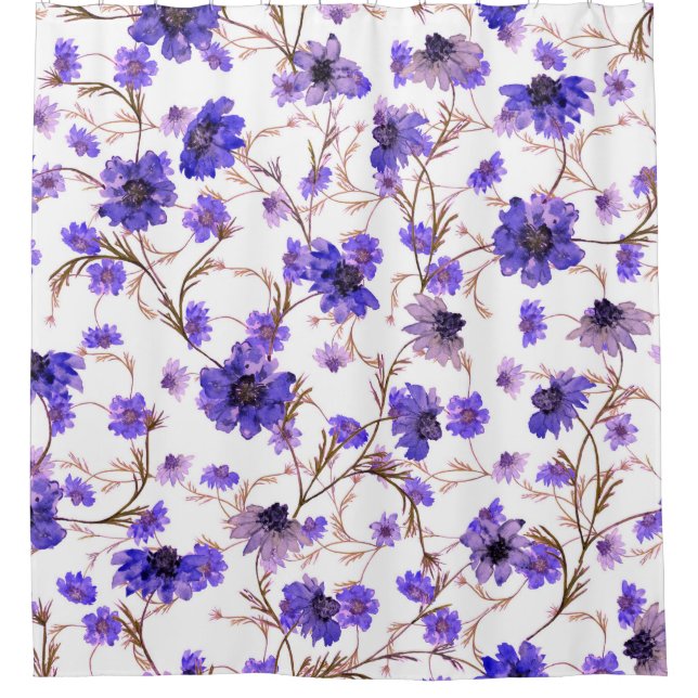 Nahtlose Blumenmuster mit markierten Blume Duschvorhang (Vorderseite)