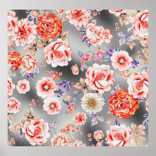 Nahtlose Blumenmuster mit niedlicher Blume T Poster