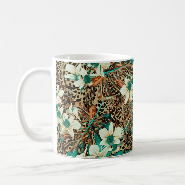Nahtlose Blumenmuster mit Orchideen Kaffeetasse (Links)