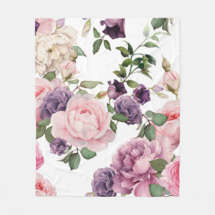 Nahtlose Blumenmuster mit Rose, Aquarell. Fleecedecke