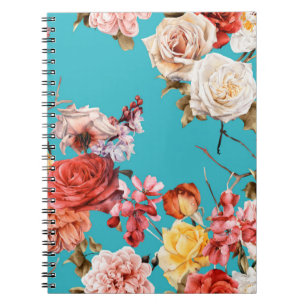Nahtlose Blumenmuster mit Rose, Aquarell. ln Notizblock