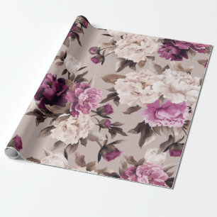 Nahtlose Blumenmuster mit Rose auf heller Rückseit Geschenkpapier