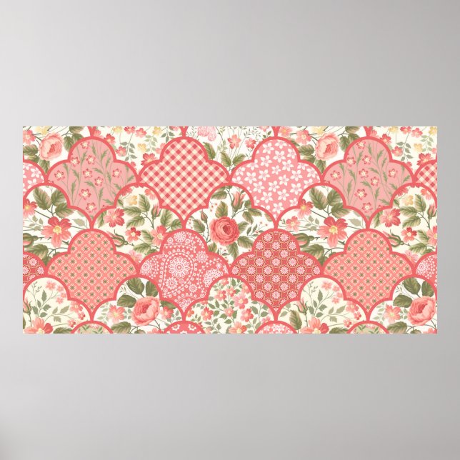 Nahtlose Blumenmuster mit Rose in PA Poster (Vorne)