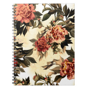 Nahtlose Blumenmuster mit rot-orangefarbenen Rose  Notizblock