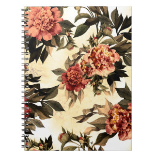 Nahtlose Blumenmuster mit rot-orangefarbenen Rose  Notizblock