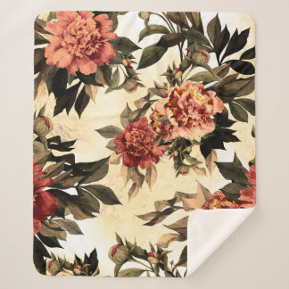 Nahtlose Blumenmuster mit rot-orangefarbenen Rose  Sherpadecke
