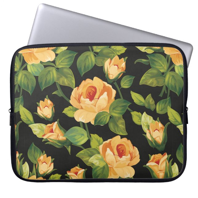 Nahtlose Blumenmuster mit schönen Rose Laptopschutzhülle (Vorderseite)
