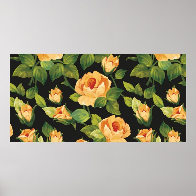 Nahtlose Blumenmuster mit schönen Rose Poster (Vorne)