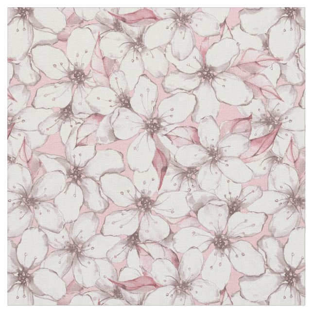 Nahtlose Blumenmuster mit weißen Blume 10 Stoff (Nahaufnahme)