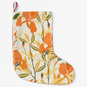 Nahtlose Blumenmuster. Orangeniris Kleiner Weihnachtsstrumpf