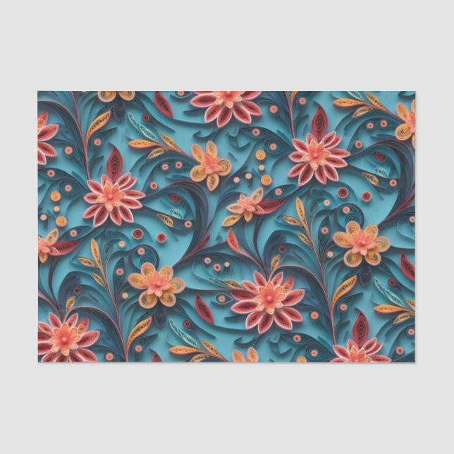 Nahtlose Blumenmuster-Papiermuster Tissue Paper Seidenpapier (Vorderseite)