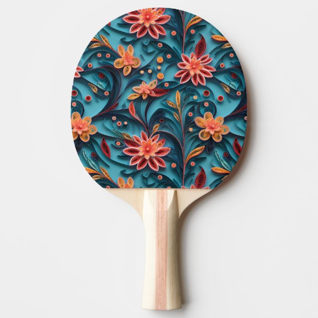 Nahtlose Blumenmuster Ping Pong Paddle Tischtennis Schläger (Vorderseite)