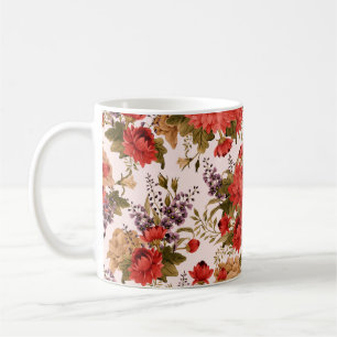 Nahtlose Blumenmuster Rose mit Chrysanthemum a Kaffeetasse