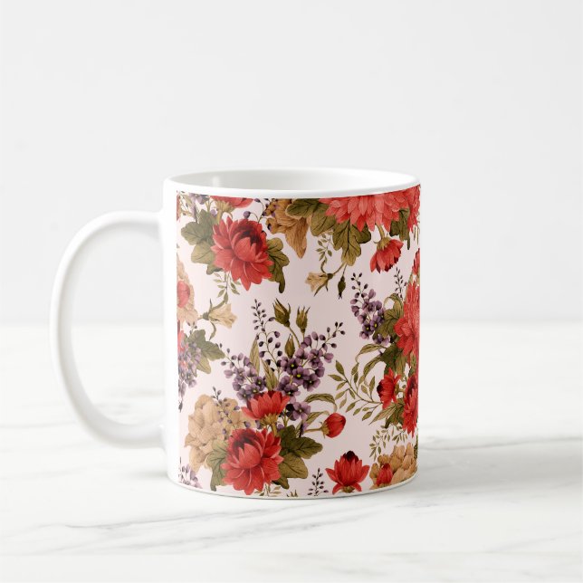Nahtlose Blumenmuster Rose mit Chrysanthemum a Kaffeetasse (Links)