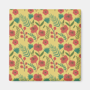 Nahtlose Blumenmuster, rot-gelb-grüne Blume Magnet