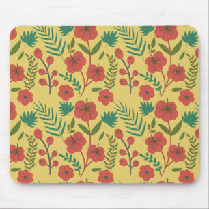 Nahtlose Blumenmuster, rot-gelb-grüne Blume Mousepad