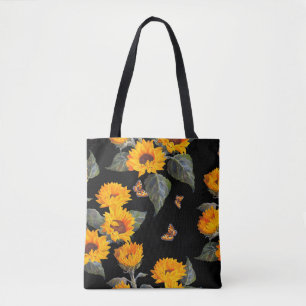 Nahtlose Blumenmuster Sonnenblumen auf schwarzem R