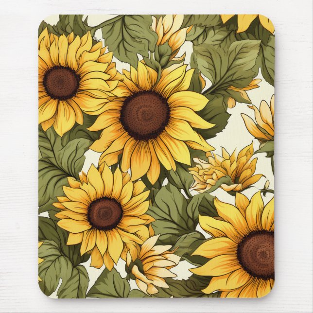 Nahtlose Blumenmuster, Sonnenschein und Daisis Mousepad (Vorne)