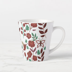 Nahtlose Blumenmuster, Vögel und Schmetterlinge Milchtasse