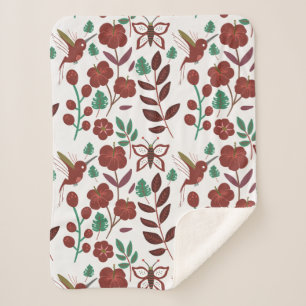 Nahtlose Blumenmuster, Vögel und Schmetterlinge Sherpadecke