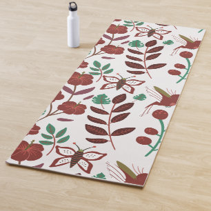 Nahtlose Blumenmuster, Vögel und Schmetterlinge Yogamatte