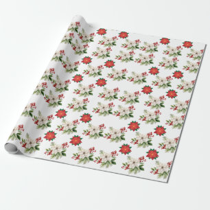 Nahtlose Blumenmuster, weiß und rot Geschenkpapier