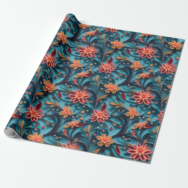 Nahtlose Blumenpapiermuster - Wrapping Paper Geschenkpapier (Ungerollt)