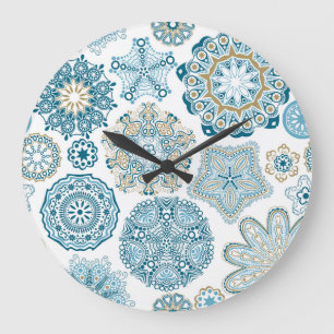 Nahtlose Blumenquadrate: Kopieren von Fliesen Große Wanduhr