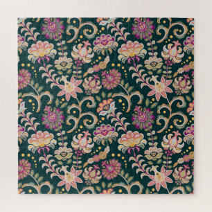 Nahtlose, blumenrosa dunkle Umgebung Puzzle