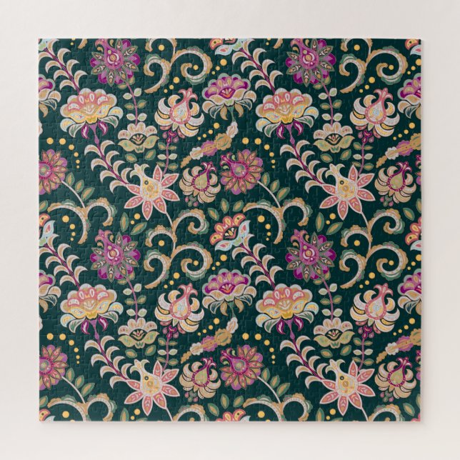 Nahtlose, blumenrosa dunkle Umgebung Puzzle (Vertikal)