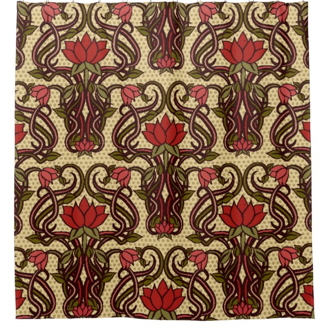 Nahtlose Blumentapete im Jugendstil, Vi Duschvorhang (Vorderseite)