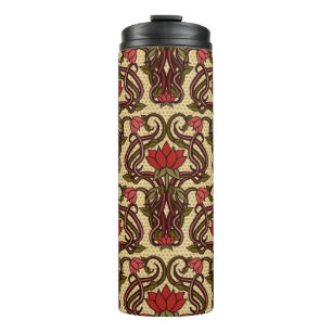 Nahtlose Blumentapete im Jugendstil, Vi Thermosbecher