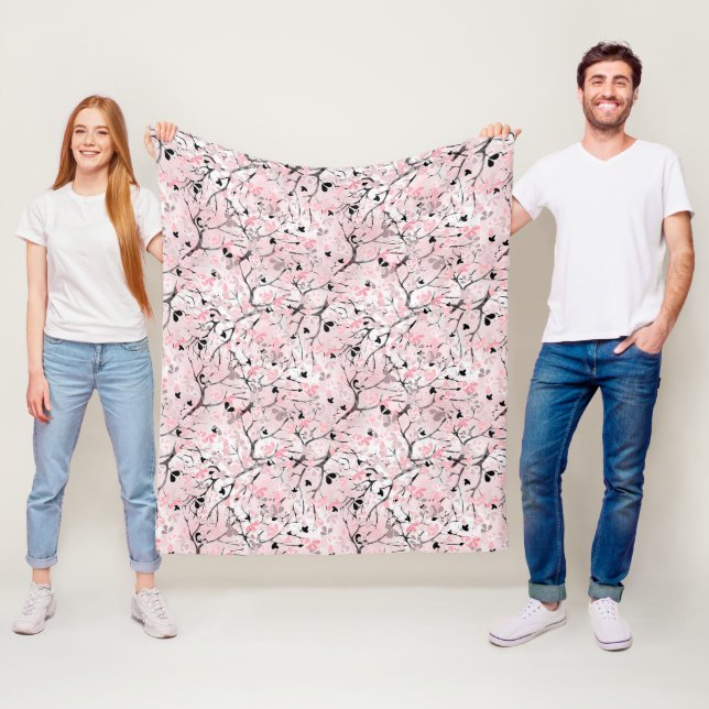 Nahtlose Blütenblumen Blätter Zweige Button Fleecedecke (Beispiel)