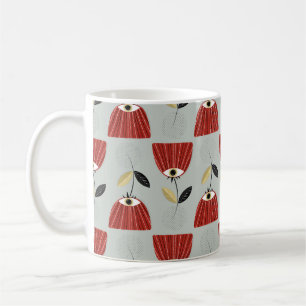 Nahtlose Blütenmuster mit weißlich roten Blume Kaffeetasse