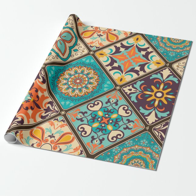 Nahtlose bunte Fliesen mit dem Islam, Arabi Geschenkpapier (Ungerollt)