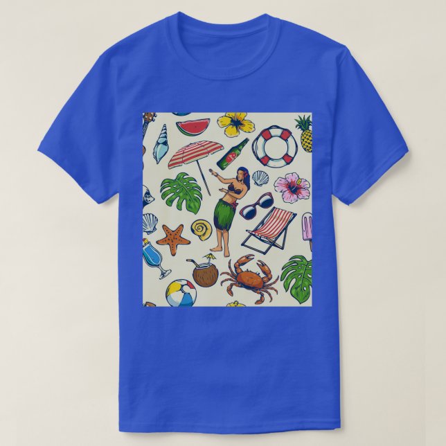 Nahtlose bunte Sommermuster T-Shirt (Design vorne)