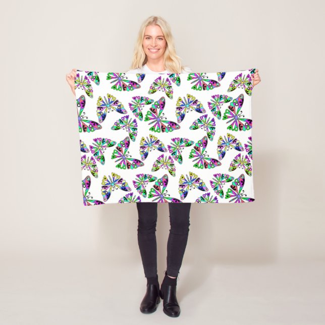 Nahtlose Cartoon Kinder abstrakte Schmetterlingsmu Fleecedecke (Beispiel)