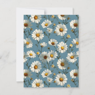 Nahtlose Daisy-Blume-Muster auf blau Postkarte