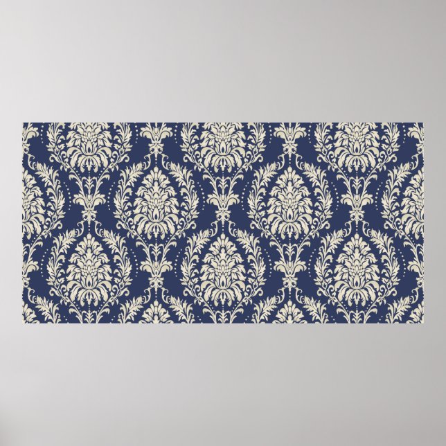 Nahtlose Damast-Tapete. Nahtloses Vintages Pattern Poster (Vorne)