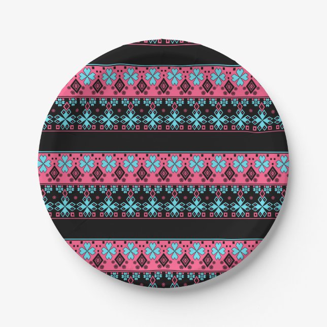 Nahtlose Dekoration verzierte Leute 2020 Neujahr Pappteller (Vorderseite)