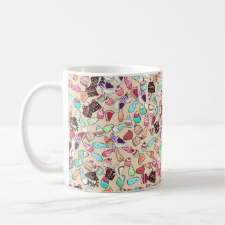Nahtlose doodle Tortenmuster. Handgezob Kaffeetasse