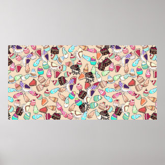 Nahtlose doodle Tortenmuster. Handgezob Poster