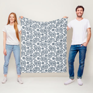Nahtlose dunkelblaue Paisley-Muster in Weiß Fleecedecke